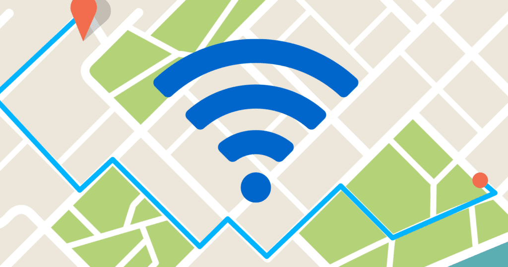 illustation of map with wifi signal