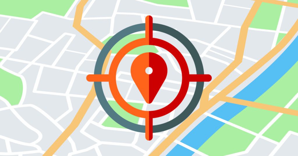 illustrated map with marker