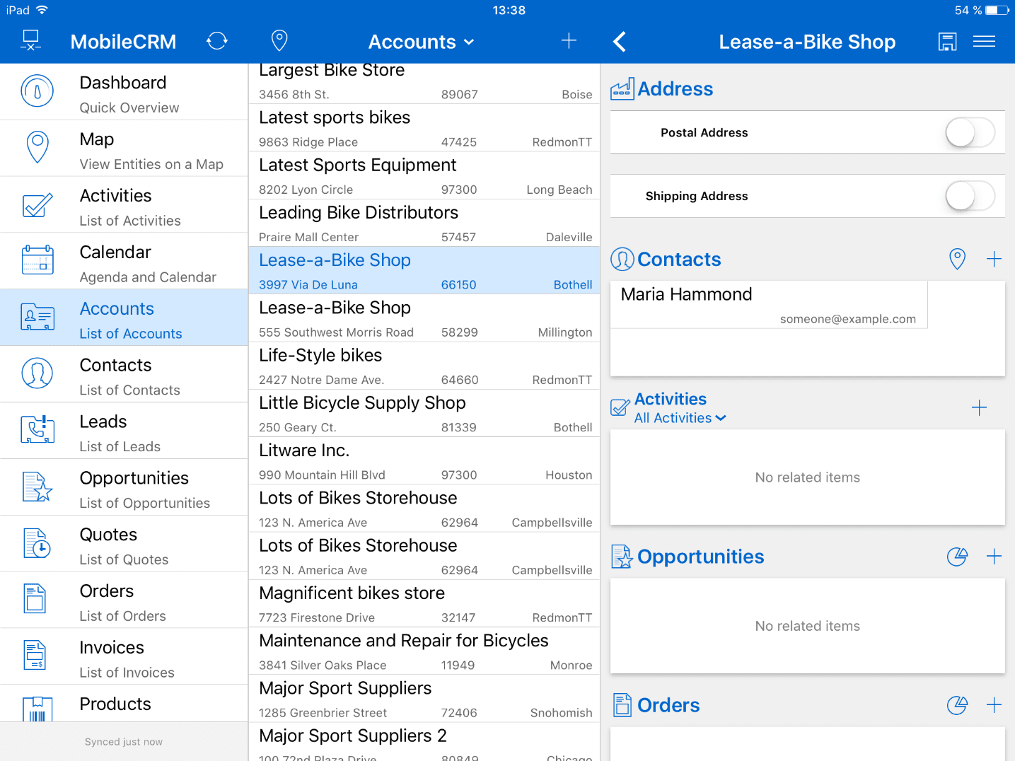 Hidden sections in Resco Mobile CRM
