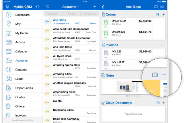 Create a new note to add document to a CRM record in Resco Mobile CRM