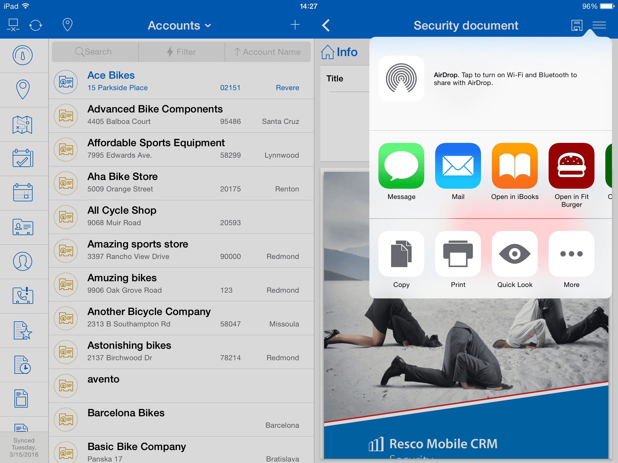 Open files from Resco Mobile CRM in other applications