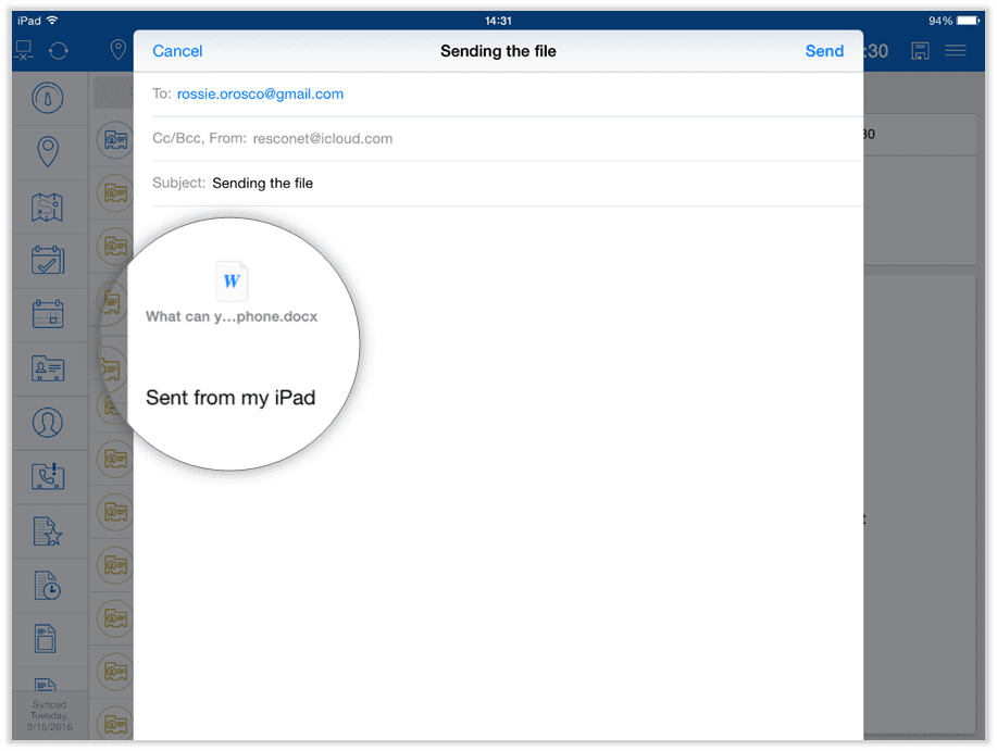 Email documents to your clients via Resco Mobile CRM