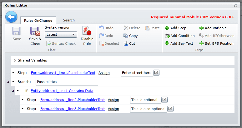 Using Form Rules to insert a placeholder text in Resco Mobile CRM