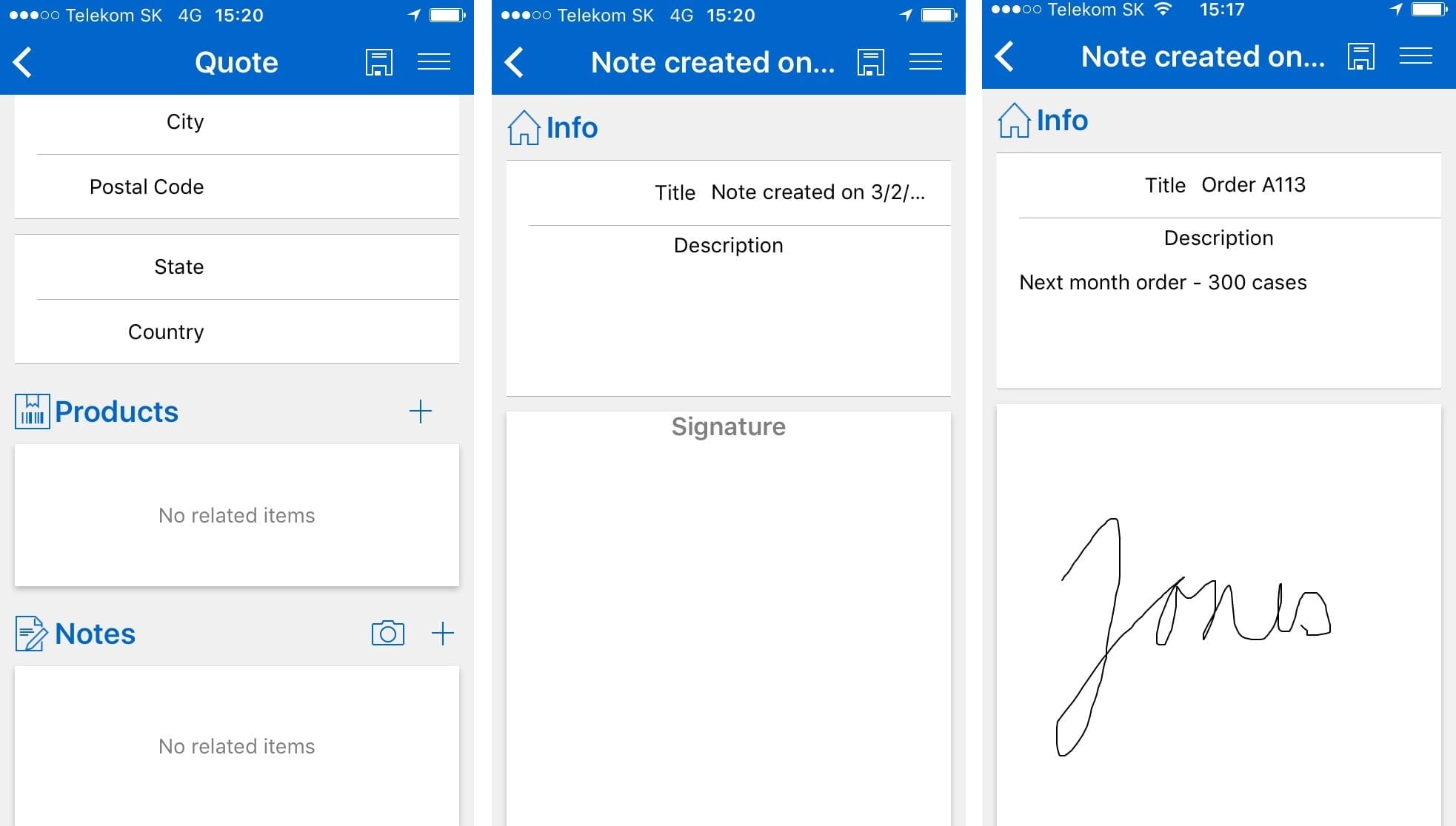 Signature in Resco Mobile CRM client for Microsoft Dynaimics CRM