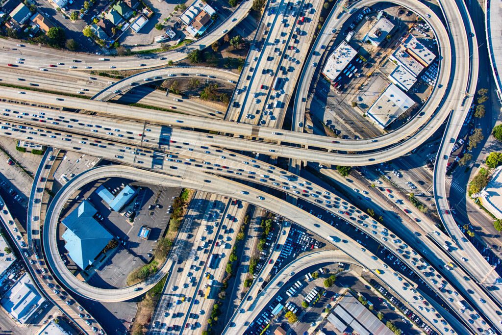 Heavy road traffic during rush hour.