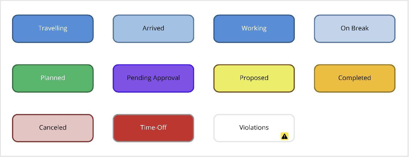 The color palete used in Schedule Board previously