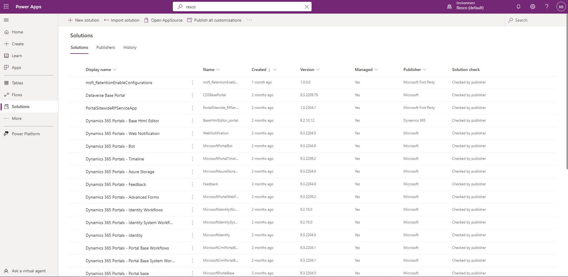 Dataverse solutions.