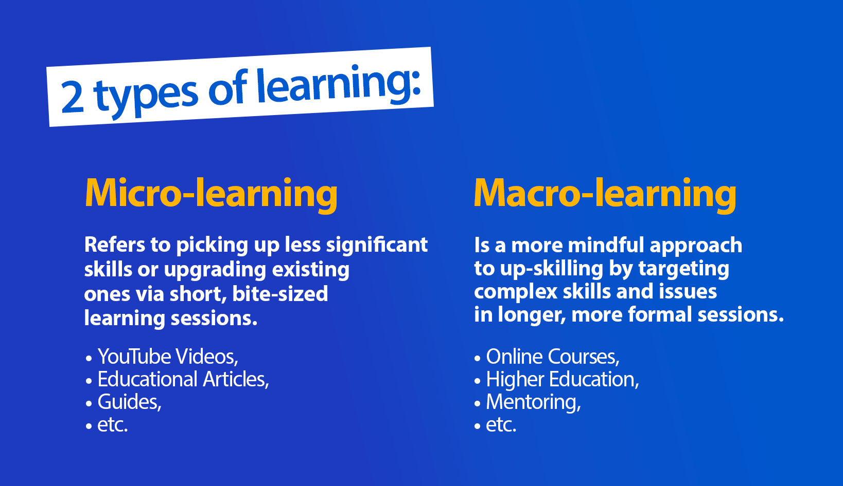 Definitions of micro-learning and macro-learning