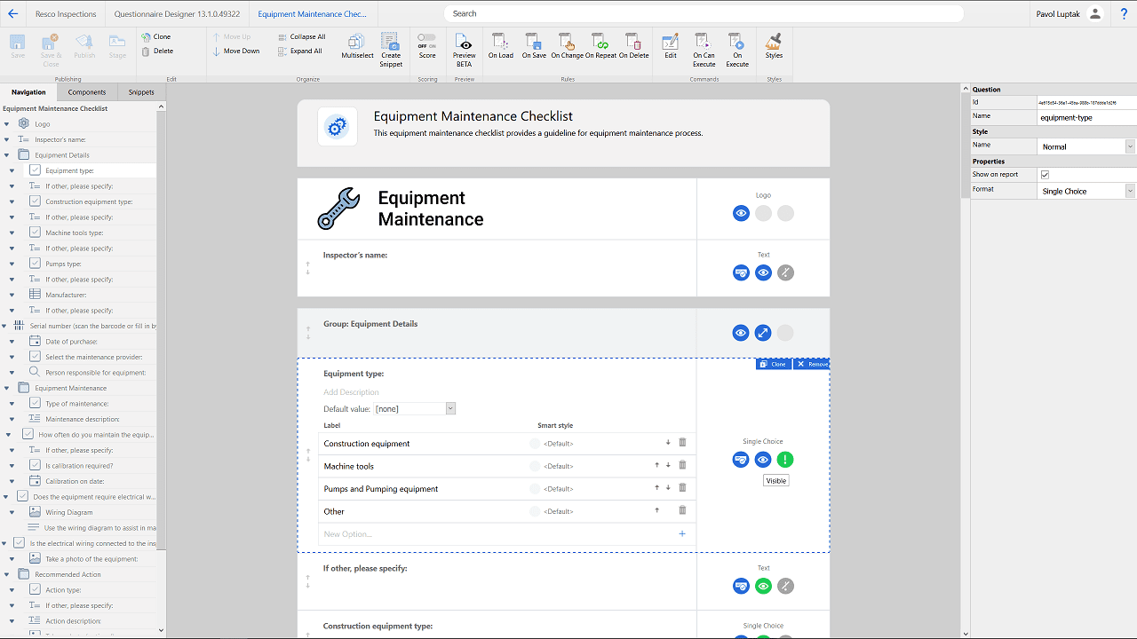 Equipment preventive maintenance checklist template customization
