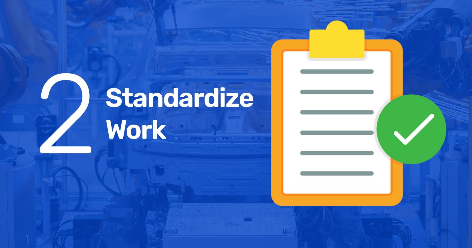 A simple graphic with notebook planner and text: standardize work